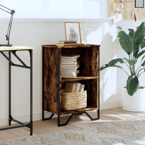 vidaXL Bibliotecă, stejar fumuriu, 50x31x74,5 cm, lemn prelucrat