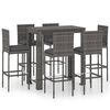 vidaXL Set mobilier bar de grădină cu perne, 7 piese, gri, poliratan