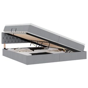 vidaXL Pat cu saltea și LED cu led Gri deschis 200 x 200 cm țesătură