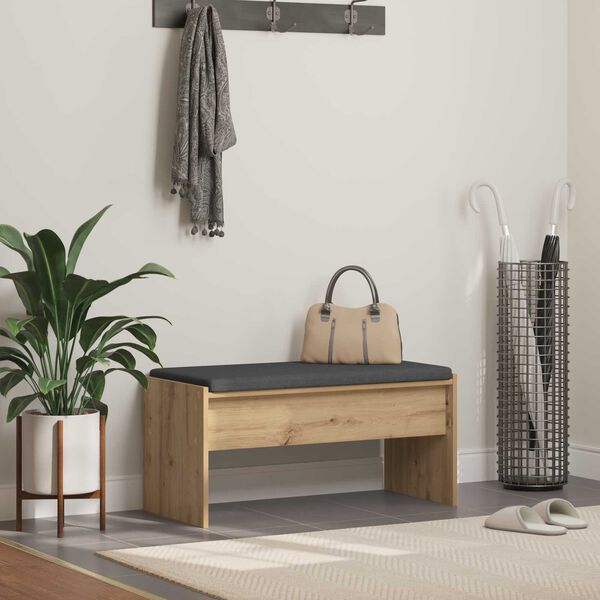 vidaXL Bancă pentru hol cu pernă Stejar Artizanal 83 x 38 x 40 cm