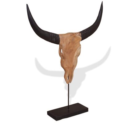vidaXL Sculptură craniu de taur, 66x15x88 cm, tec
