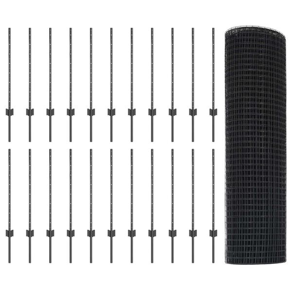 vidaXL Gard cu St&acirc;lp Gri 0,8 x 50 m Oțel și PVC