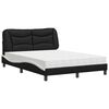 vidaXL Pat cu saltea, Hvar, negru și alb, 140x190 cm, piele ecologică