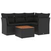 vidaXL Set mobilier de grădină cu perne, 5 piese, negru, poliratan