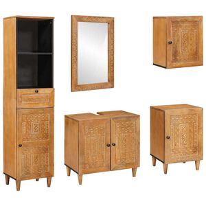 vidaXL Set de mobilier pentru baie cu sertar 5 pcs Maro Lemn compozit