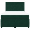 vidaXL Pat box spring cu saltea, verde &icirc;nchis, 140x190 cm, catifea