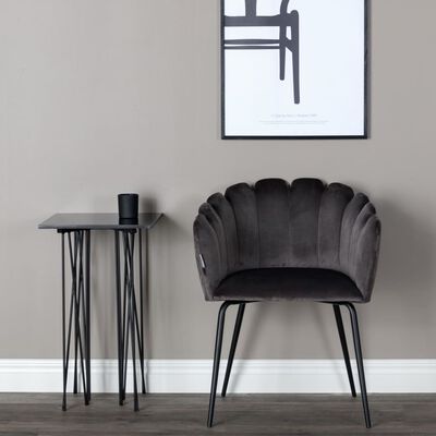 Venture Home Scaun de sufragerie „Limhamn”, negru și gri, catifea