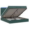 vidaXL Pat Ottoman cu Saltea și LED Verde &icirc;nchis 140 x 190 cm Catifea