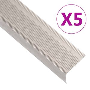 vidaXL Profile trepte &icirc;n formă de L, 5 buc. șampanie 90 cm aluminiu