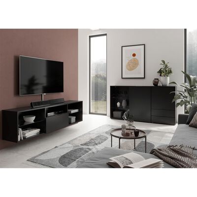 FMD Dulap TV, negru, 153,5x31,7x52 cm