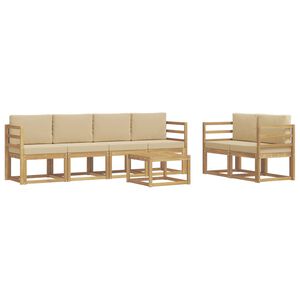 vidaXL Set de canapele de exterior cu pernă 7 pcs Alb și Bej