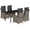 vidaXL Set mobilier de grădină cu perne, 5 piese, gri, poliratan