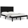 vidaXL Cadru de pat, negru, 140x190 cm, lemn masiv de pin