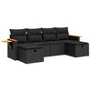 vidaXL Set mobilier de grădină cu perne, 6 piese, negru, poliratan