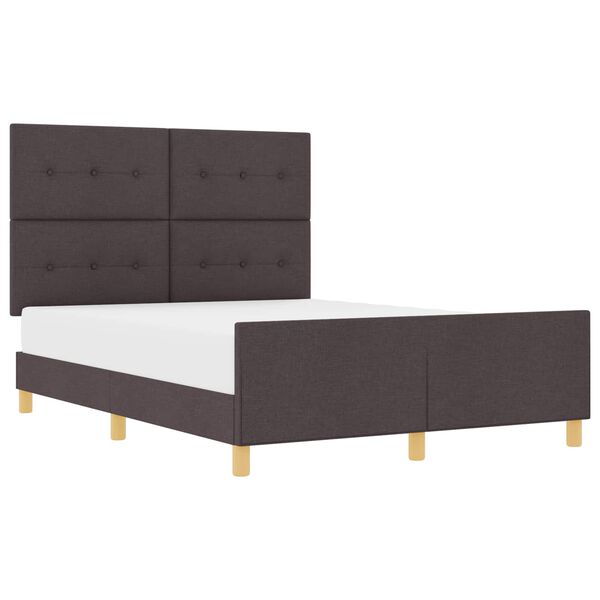 vidaXL Cadru de pat cu headboard Maro &icirc;nchis 140 x 190 cm țesătură