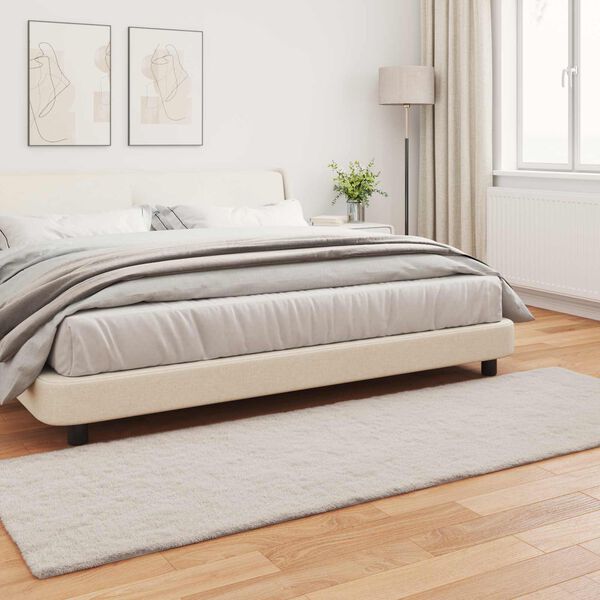 vidaXL Covor din Blană Faux de Iepure Olite Bej 80 x 250 cm Poliester