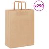 vidaXL Pungi de h&acirc;rtie 250 buc cu m&acirc;nere maro 26x12x35 cm