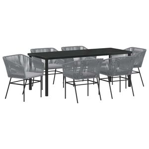 vidaXL Set de masă pentru grădină 7 buc. Gri Oțel vopsit electrostatic