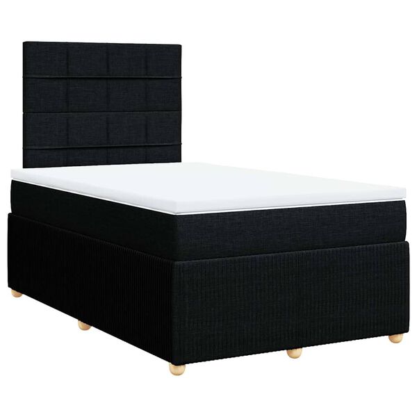 vidaXL Pat box spring cu saltea, negru, 120x190 cm, catifea