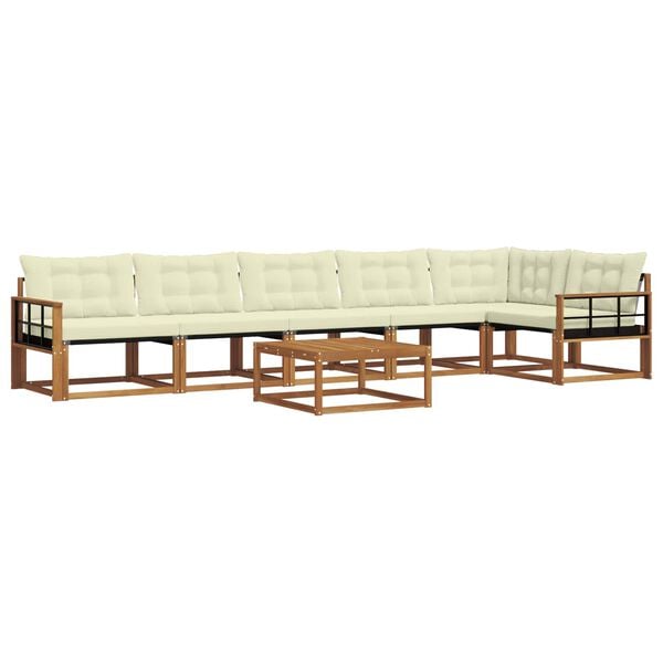 vidaXL Set de canapele de exterior cu pernă 7 pcs Natural și Crem