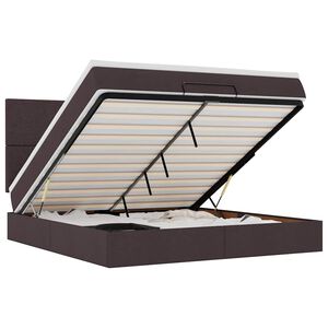 vidaXL Cadru de pat otoman cu saltea țesătură maro &icirc;nchis 160x200cm