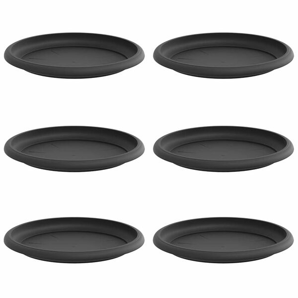 vidaXL Tavă rotundă pentru flori 6 pcs Negru &Oslash; 17,5 x 2 cm Plastic