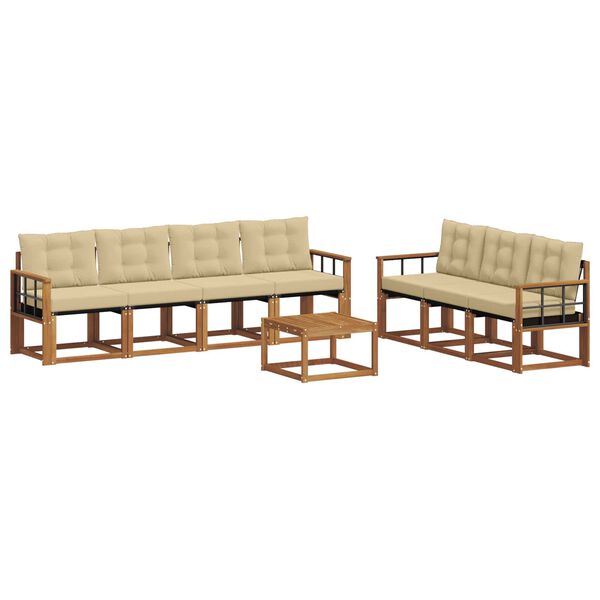 vidaXL Set de canapele de exterior cu pernă 8 pcs Natural și Bej