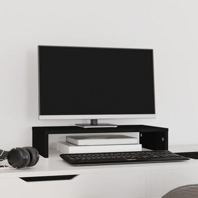 vidaXL Suport pentru monitor, negru, 50x27x10 cm, lemn masiv de pin