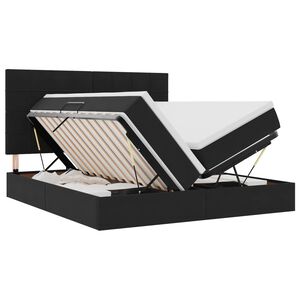 vidaXL Pat cu LED și saltea Negru 200 x 200 cm Catifea