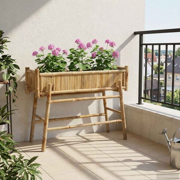 vidaXL Ghiveci pentru Grădină cu Suport natural 100 x 38 x 74 cm