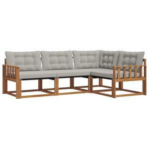 vidaXL Set de canapele de exterior 4 pcs Gri natural și deschis