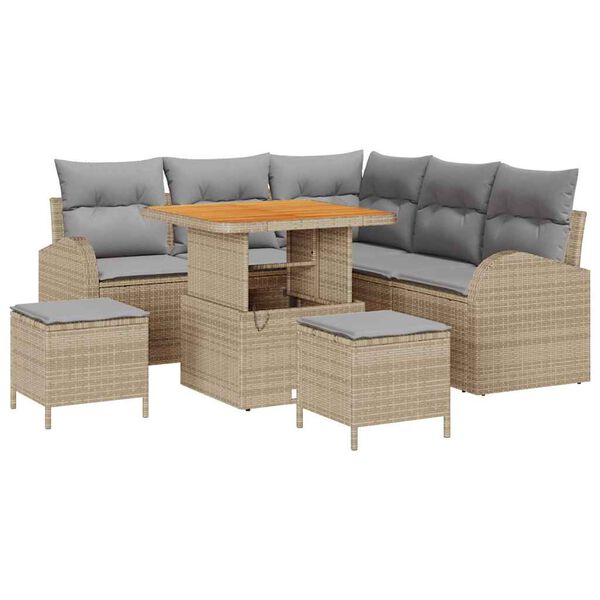 vidaXL Set de canapele pentru grădină 8 pcs Beige și gri deschis