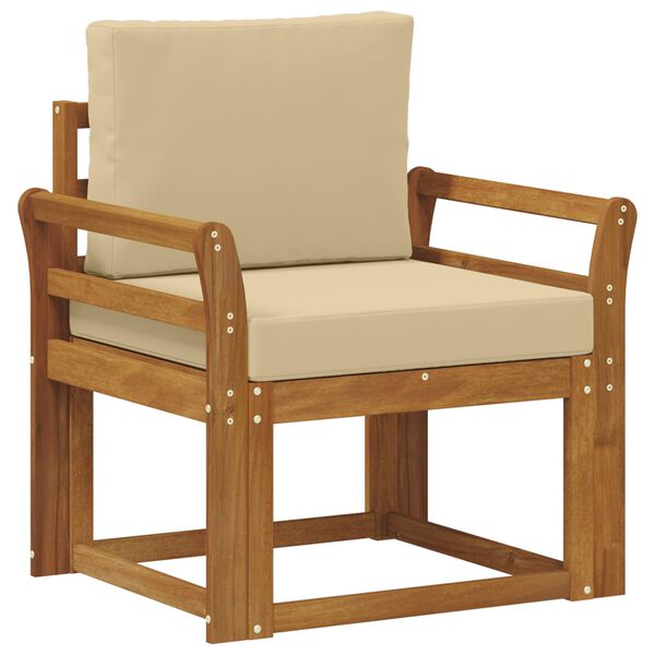 vidaXL Canapea de exterior Lemn de acacia solid și poliester natural