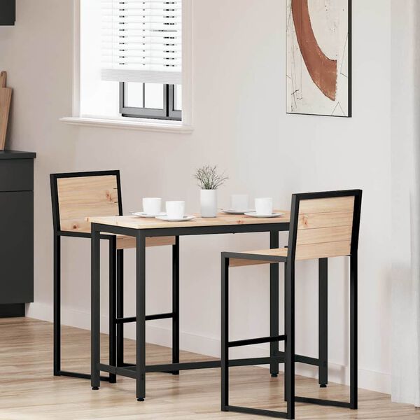 vidaXL masă natural 100 x 50 x 77 cm Lemn ingineresc și oțel