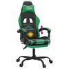 vidaXL Scaun de gaming pivotant/suport picioare negru/verde piele eco