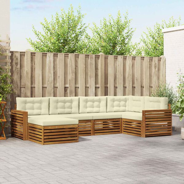 vidaXL Set de canapele de exterior cu pernă 6 pcs Natural și Crem