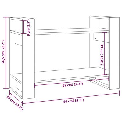 vidaXL Bibliotecă/Separator cameră, alb, 80x35x56,5 cm, lemn masiv pin