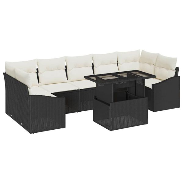 vidaXL Set de canapele pentru grădină 8 pcs Negru Rattan poli