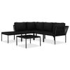 vidaXL Set mobilier de grădină cu perne, 6 piese, negru, PVC