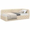 vidaXL Cadru de pat colțar cu headboard Crem 90 x 190 cm țesătură