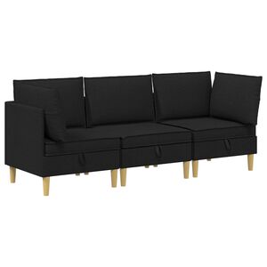 vidaXL Set de canapea modulară cu spațiu de stocare 3 pcs Negru