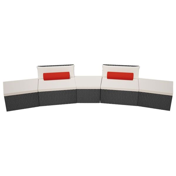 vidaXL Set mobilier de grădină cu perne, 5 piese, negru, poliratan