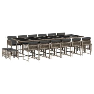 vidaXL Set mobilier de grădină cu perne, 17 piese, gri, poliratan