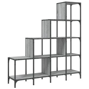 vidaXL Bibliotecă, gri sonoma, 122x30x132 cm, lemn prelucrat/metal