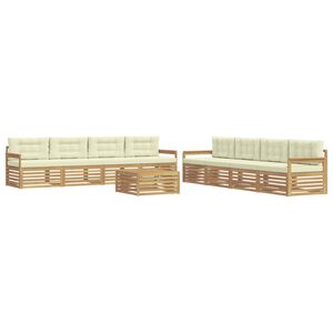 vidaXL Set de canapele de exterior 9 pcs Alb și crem Poliester