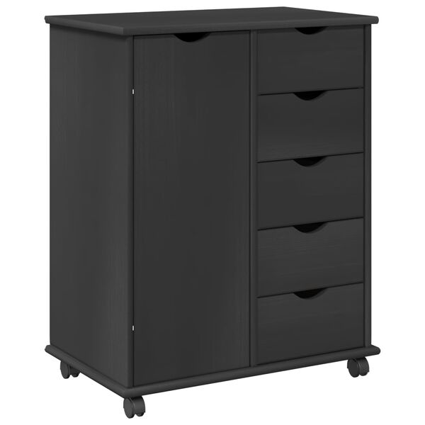 vidaXL Cabinet mobil cu roata Gri 63,5 x 39 x 79 cm Lemn de pin masiv