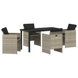vidaXL Set de masă pentru grădină 5 buc. Gri deschis poliratan