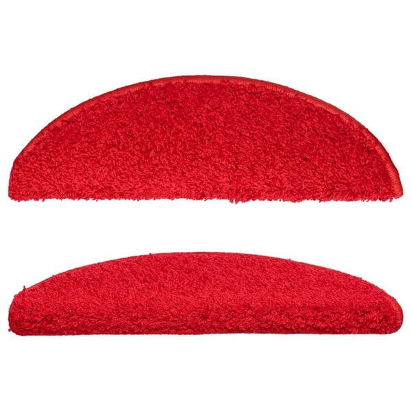 vidaXL Covorașe pentru scări, 15 buc., 56x17x3 cm, semirotunde, roșii