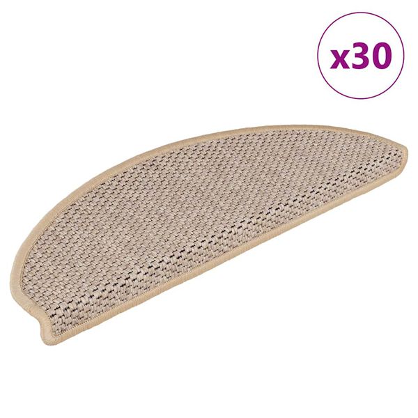 vidaXL Covorașe scări autoadezive 30 buc. bej deschis 65x21x4 cm sisal