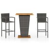 vidaXL Set mobilier de bar de grădină, 3 piese, gri